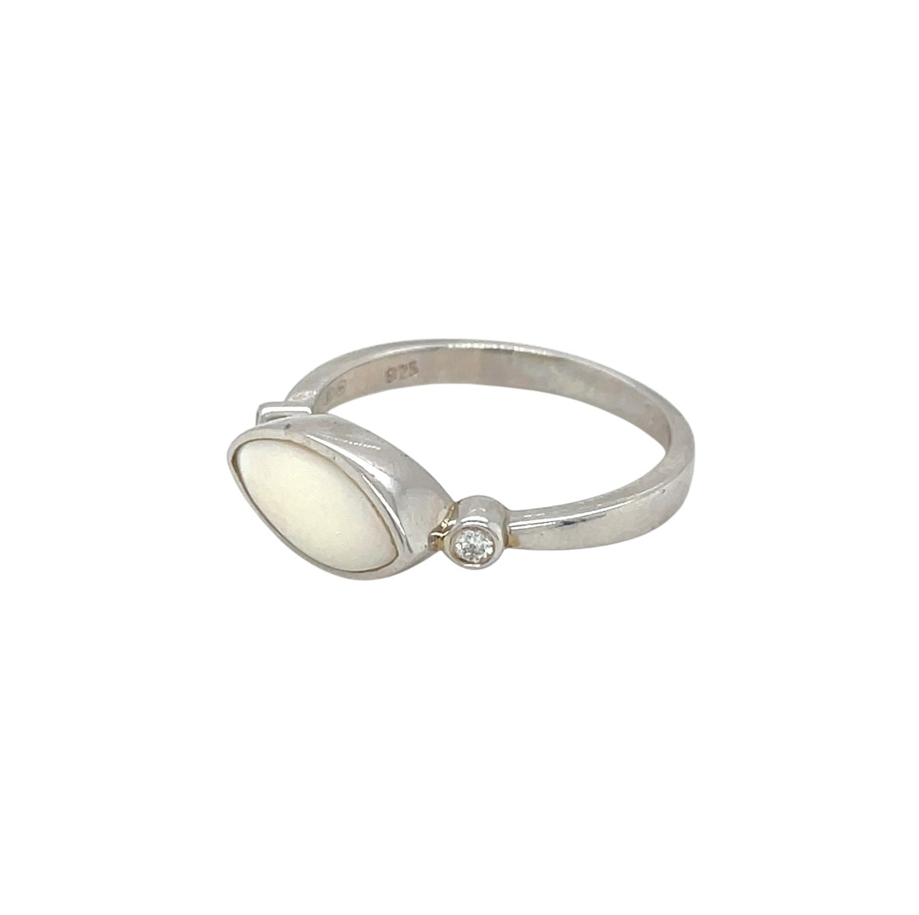 Silver Marquise Opal & Diamond Ring (Q)