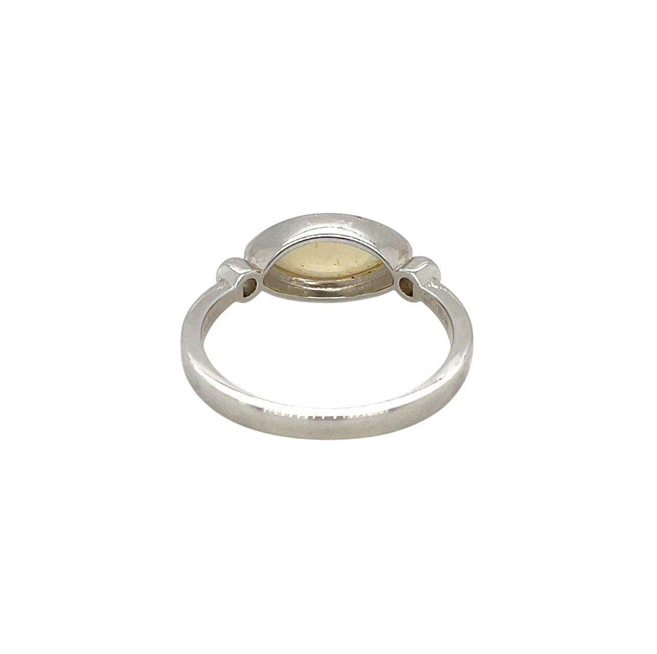 Silver Marquise Opal & Diamond Ring (Q)
