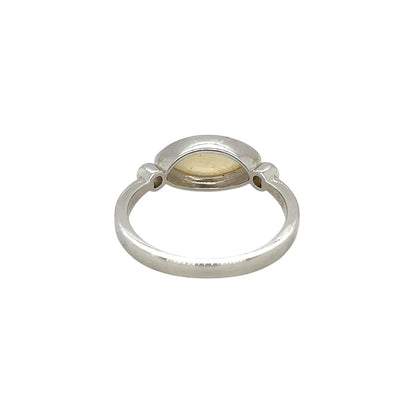 Silver Marquise Opal & Diamond Ring (Q)