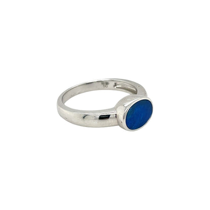 Silver Oval Opal Doublet Ring (M)