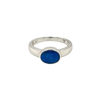 Silver Oval Opal Doublet Ring (M)