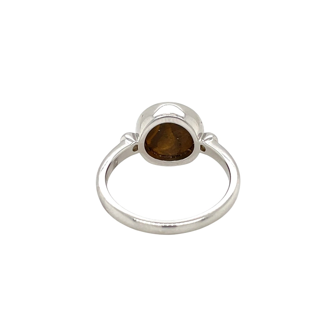 Silver Opal Doublet & Diamond Ring (N1/2)