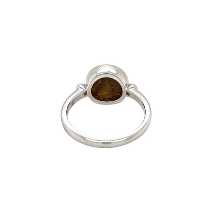 Silver Opal Doublet & Diamond Ring (N1/2)
