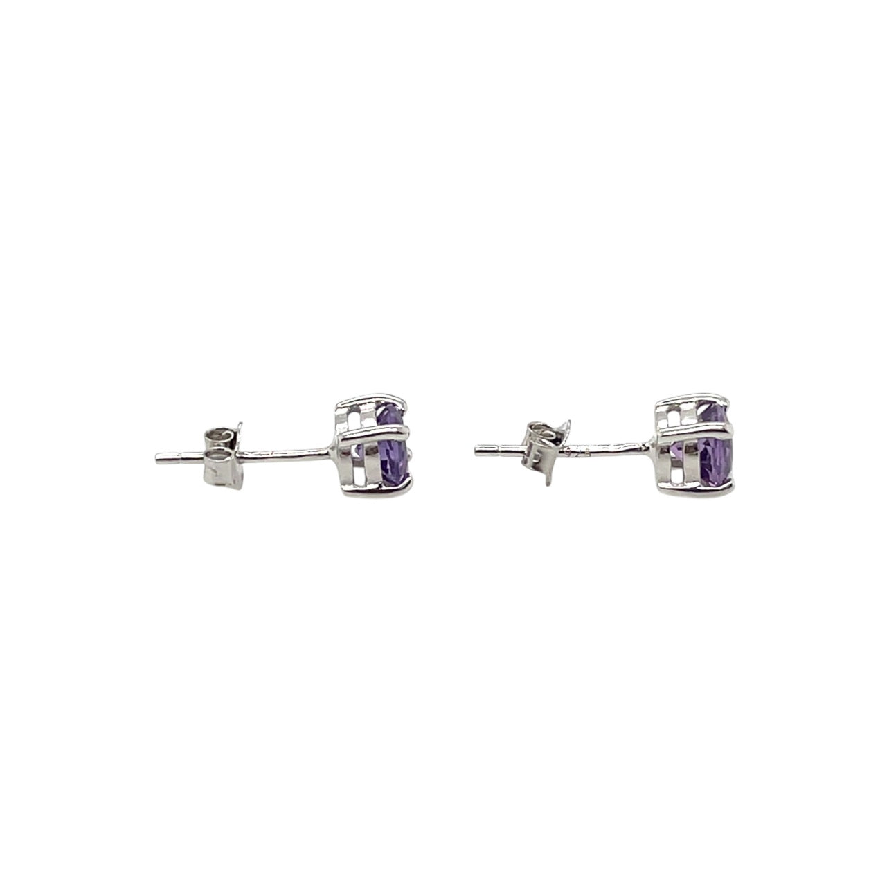 Silver Amethyst Stud Earrings