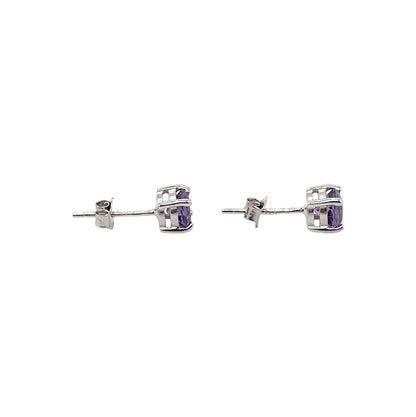 Silver Amethyst Stud Earrings