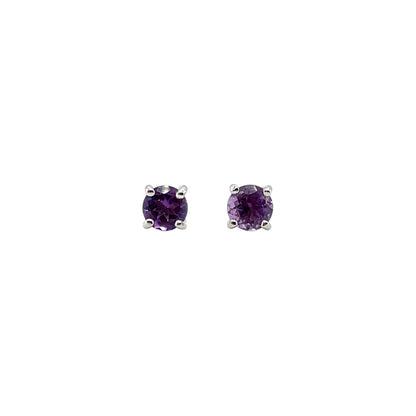 Silver Amethyst Stud Earrings