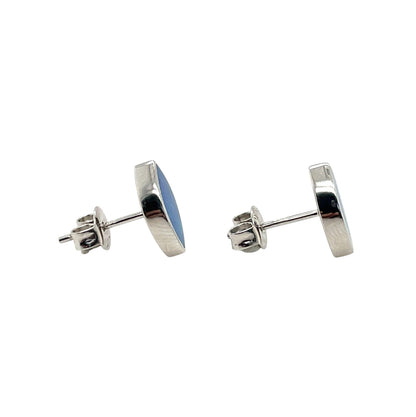 Silver Marquise Doublet Opal Stud Earrings