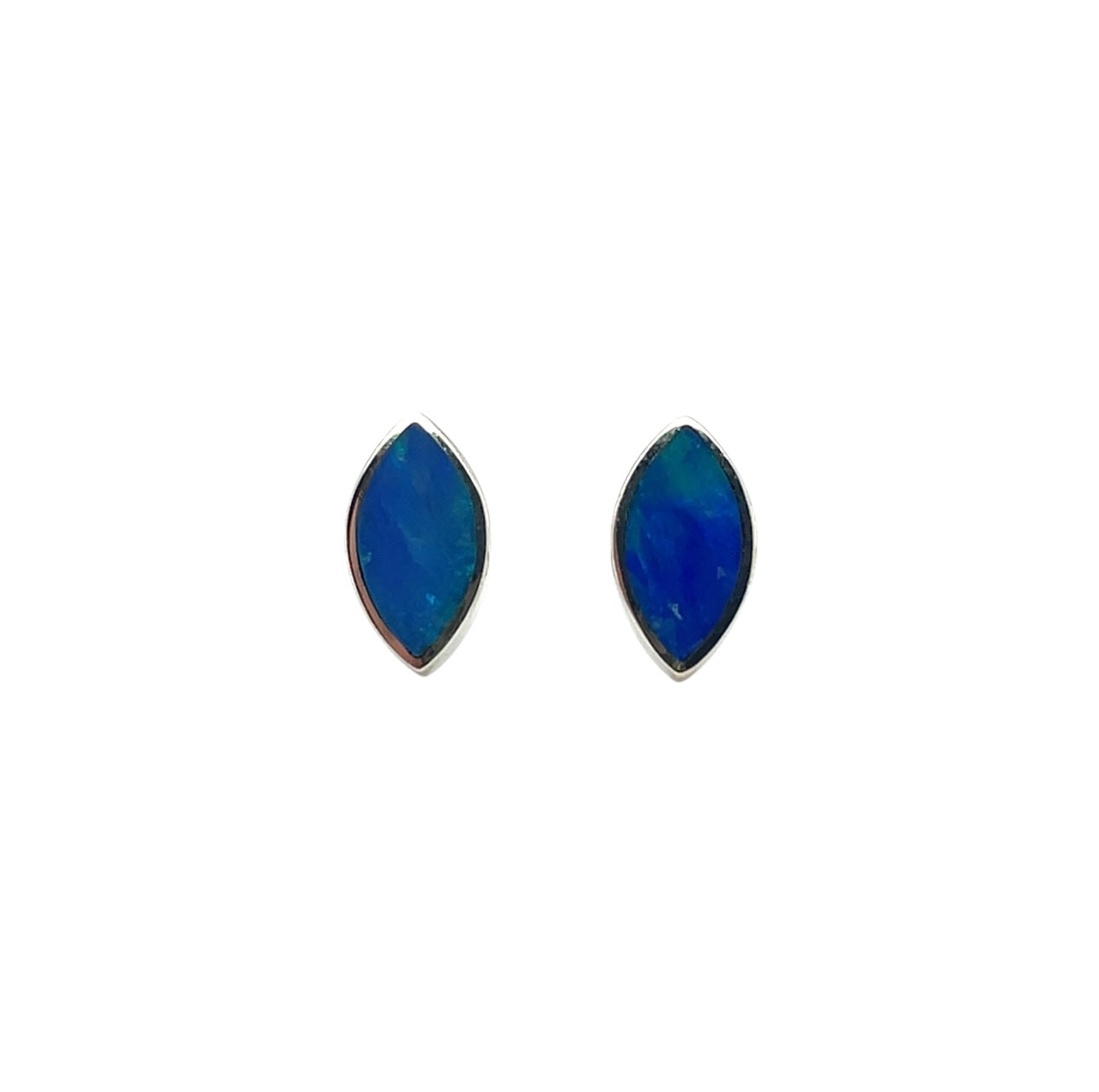 Silver Marquise Doublet Opal Stud Earrings