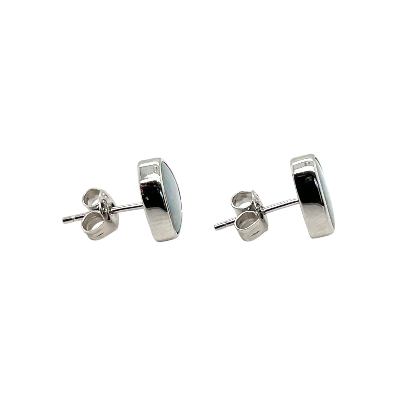 Silver Freeform Doublet Opal Stud Earrings