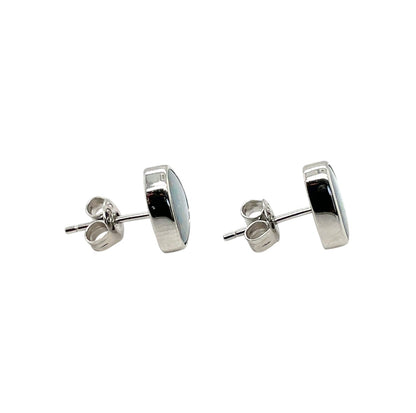 Silver Freeform Doublet Opal Stud Earrings