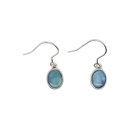 Silver Doublet Opal Drop Earrings