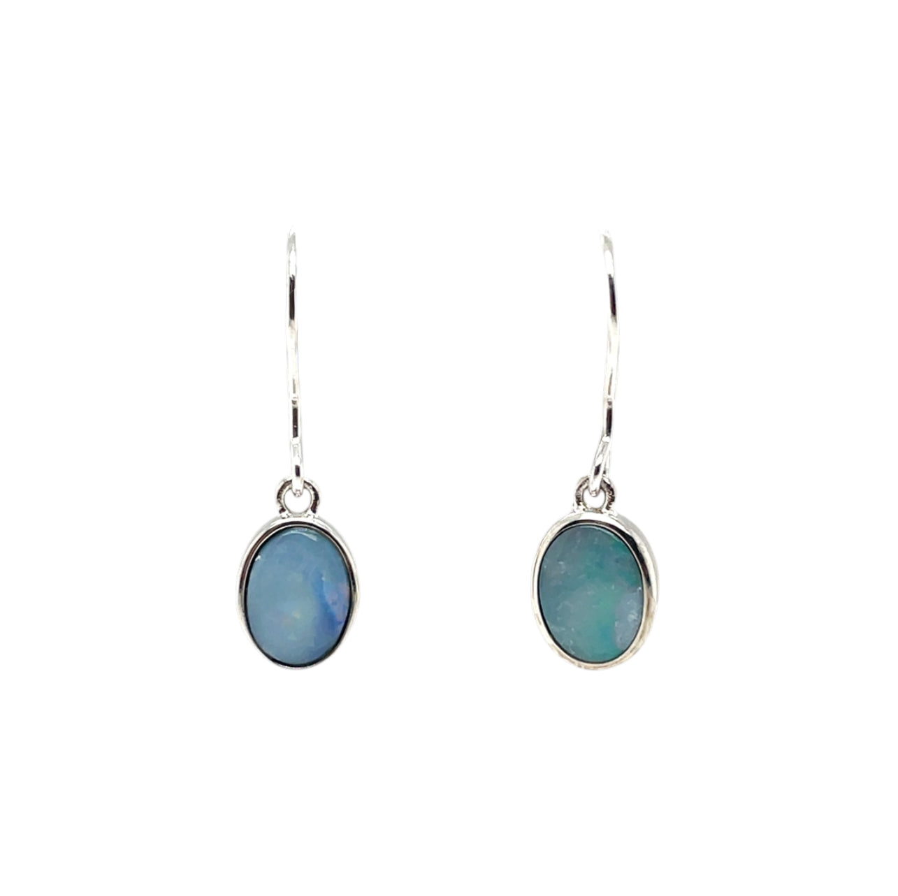 Silver Doublet Opal Drop Earrings