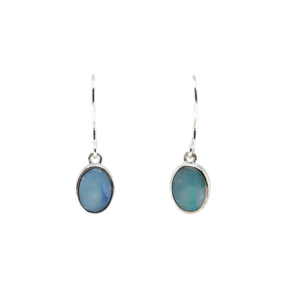 Silver Doublet Opal Drop Earrings