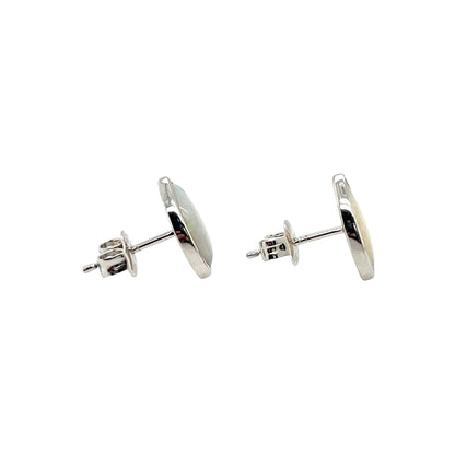 Silver Marquise Cut Solid Opal Stud Earrings