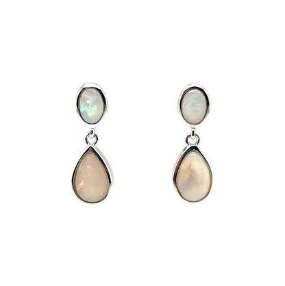 Silver Solid Opal Drop Earrings