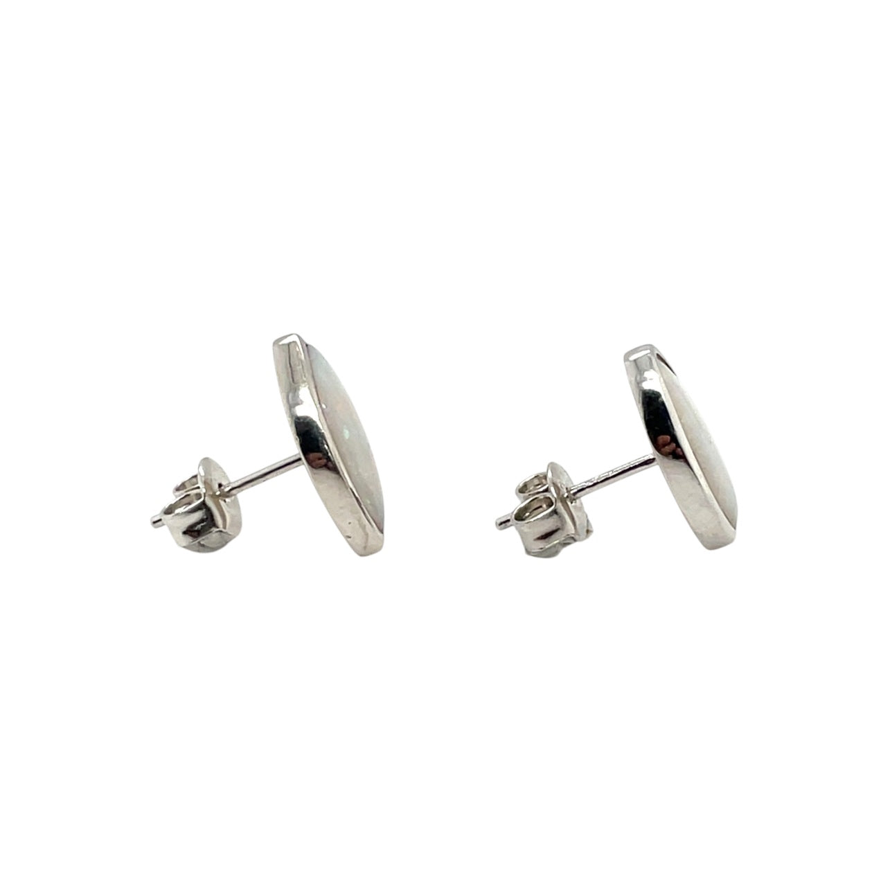 Silver Marquise Cut Solid Opal Stud Earrings