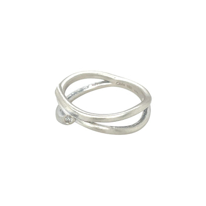 Silver Diamond Set Crossover Ring (O1/2)