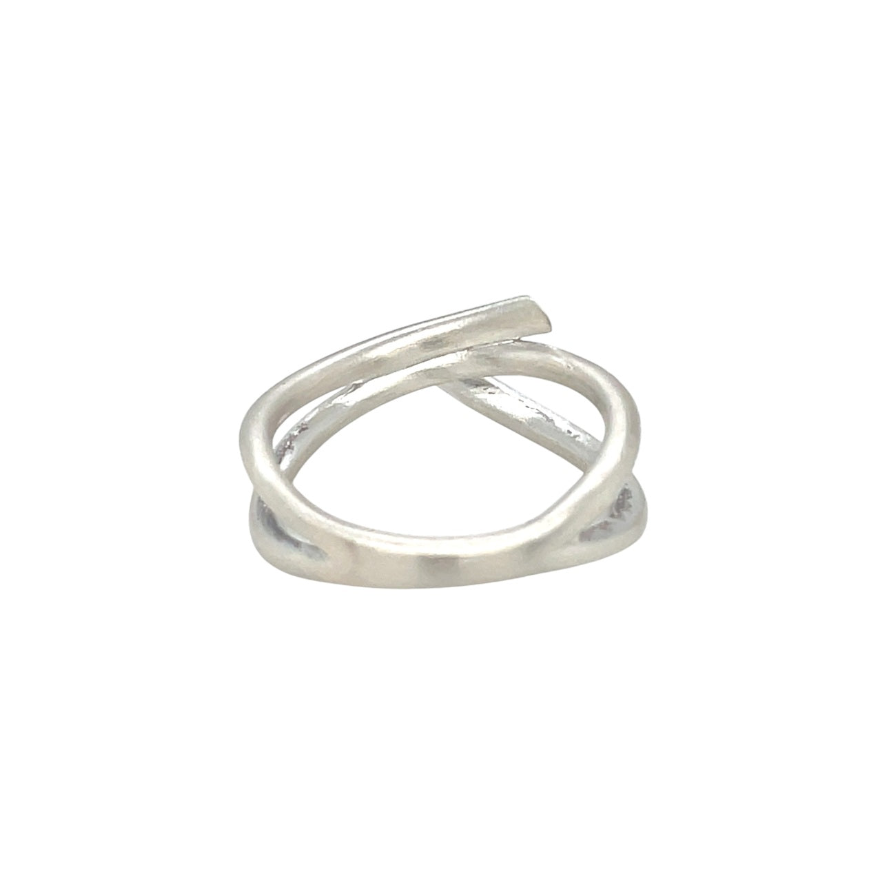 Silver Diamond Set Crossover Ring (O1/2)