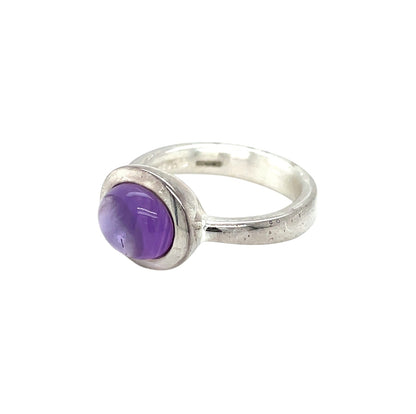 Silver Cabochon Amethyst Ring (O)