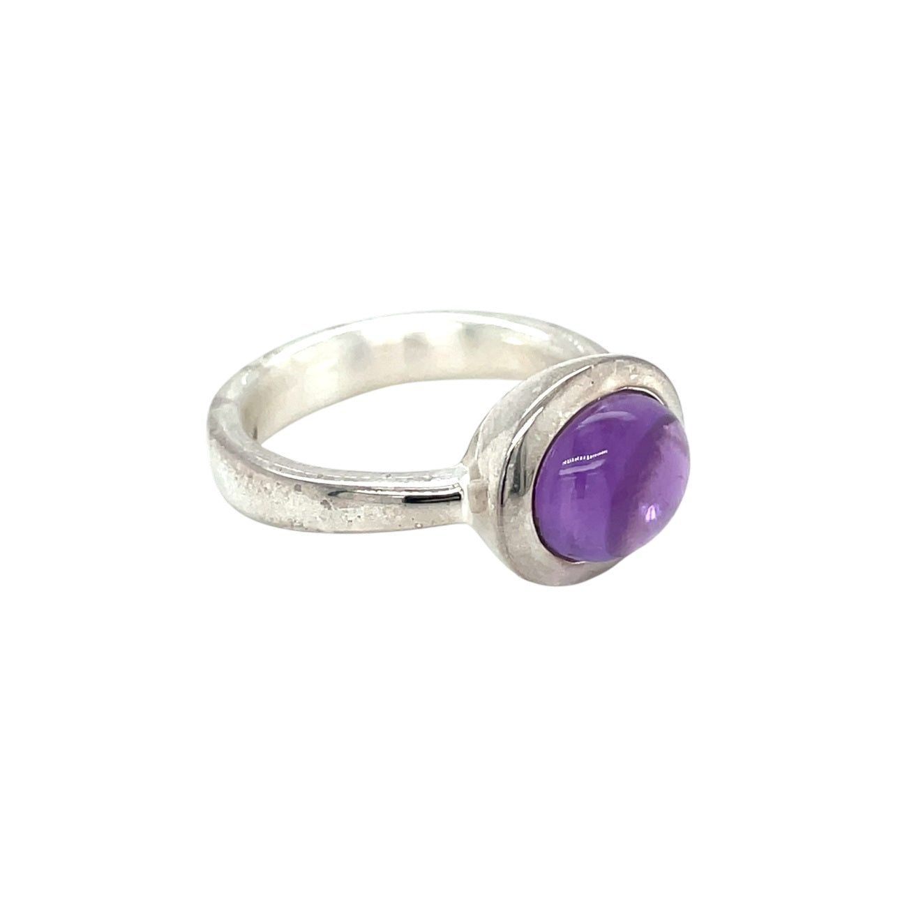 Silver Cabochon Amethyst Ring (O)