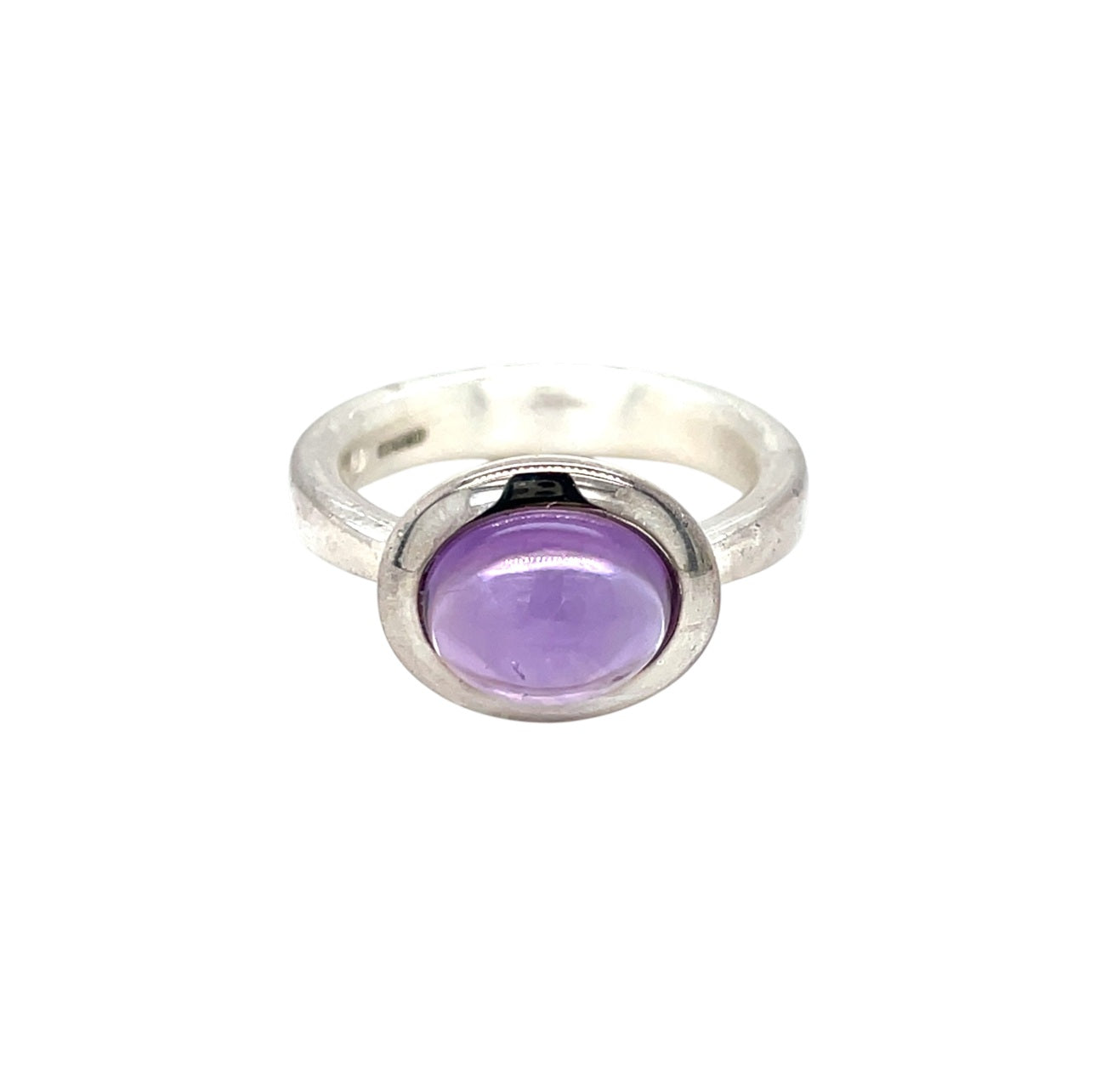 Silver Cabochon Amethyst Ring (O)