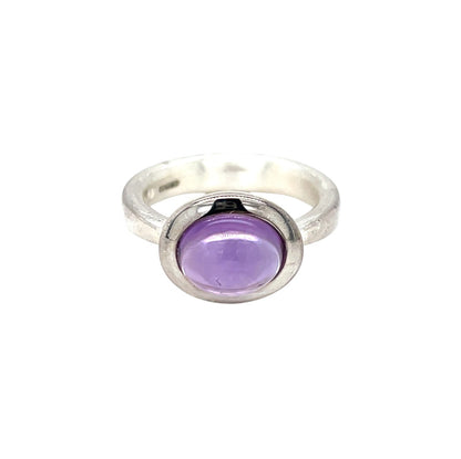 Silver Cabochon Amethyst Ring (O)