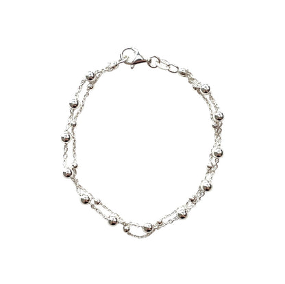 Silver Ball & Double Chain Bracelet (7.5")