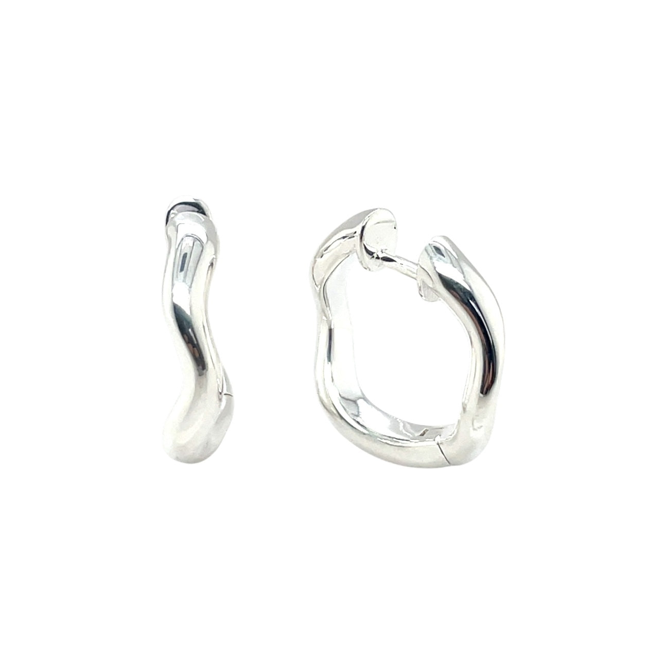 Silver Wavy Hoop Earrings