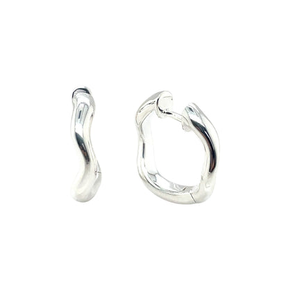 Silver Wavy Hoop Earrings
