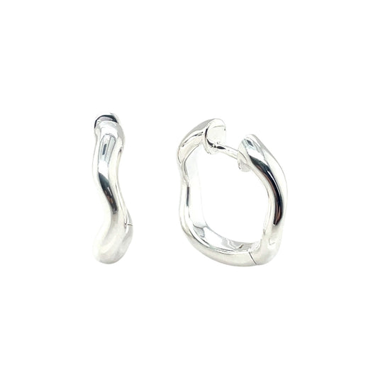 Silver Wavy Hoop Earrings