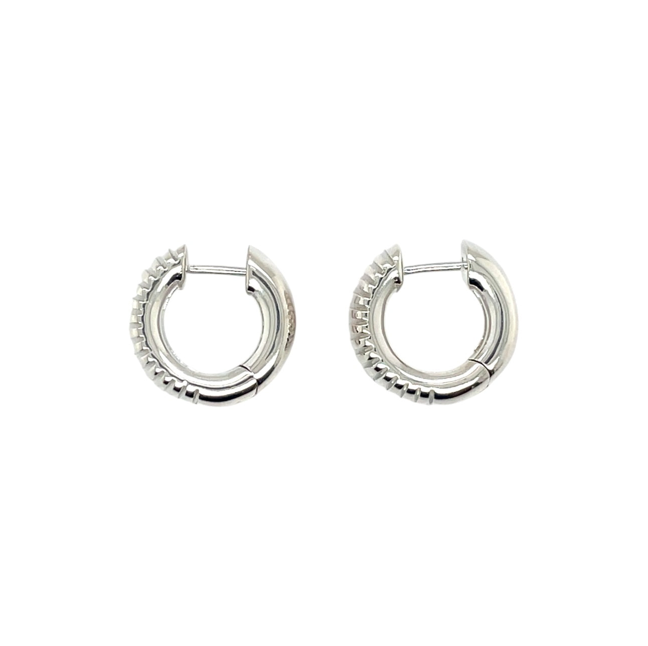Silver Ridged Huggie Earrings
