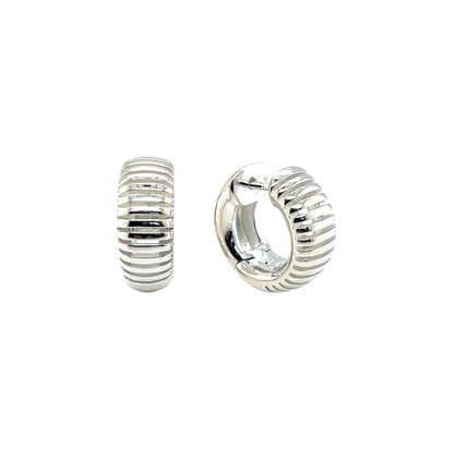 Silver Ridged Huggie Earrings
