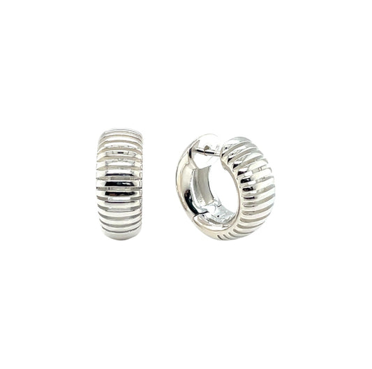 Silver Ridged Huggie Earrings