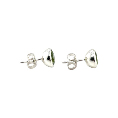 Silver Peridot Stud Earrings