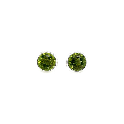 Silver Peridot Stud Earrings