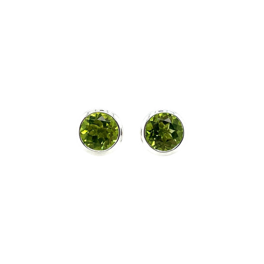 Silver Peridot Stud Earrings