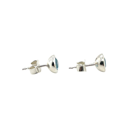 Silver Blue Topaz Stud Earrings