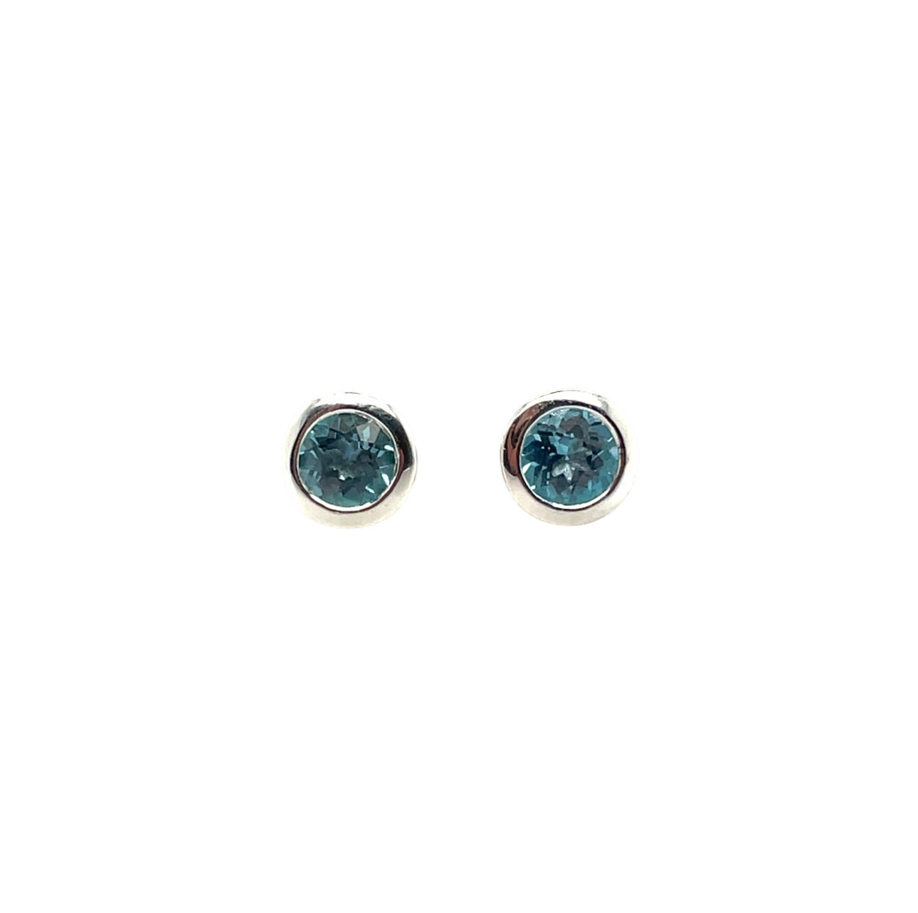 Silver Blue Topaz Stud Earrings