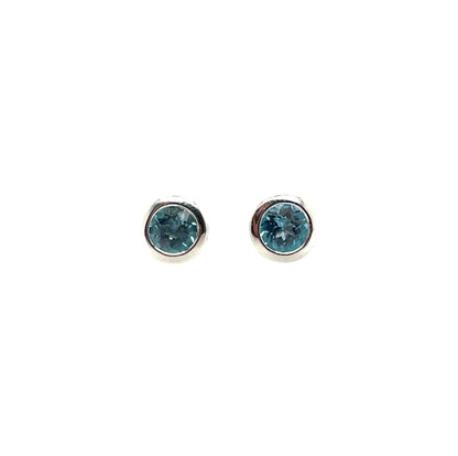 Silver Blue Topaz Stud Earrings