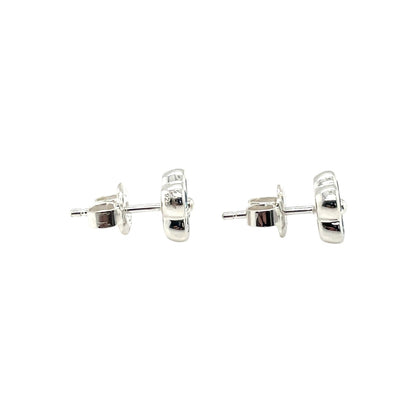 Silver Blue Topaz Clover Stud Earrings