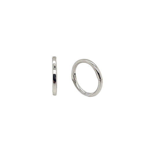 9ct White Gold Hinged Sleeper Hoop Earrings