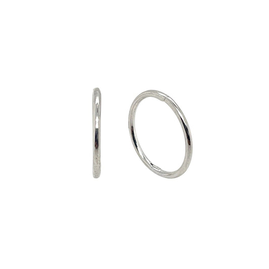 9ct White Gold Sleeper Hoop Earrings