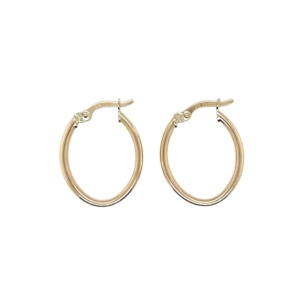 9ct Yellow Gold Oval Tube Hoop Earrings