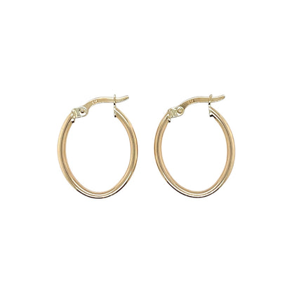 9ct Yellow Gold Oval Tube Hoop Earrings