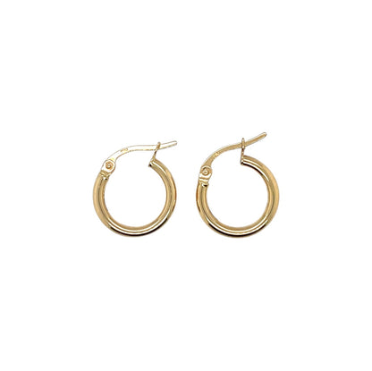 18ct Yellow Gold Round Tube Hoop Earrings