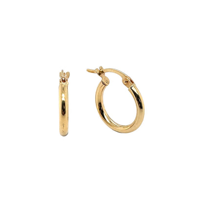 18ct Yellow Gold Round Tube Hoop Earrings