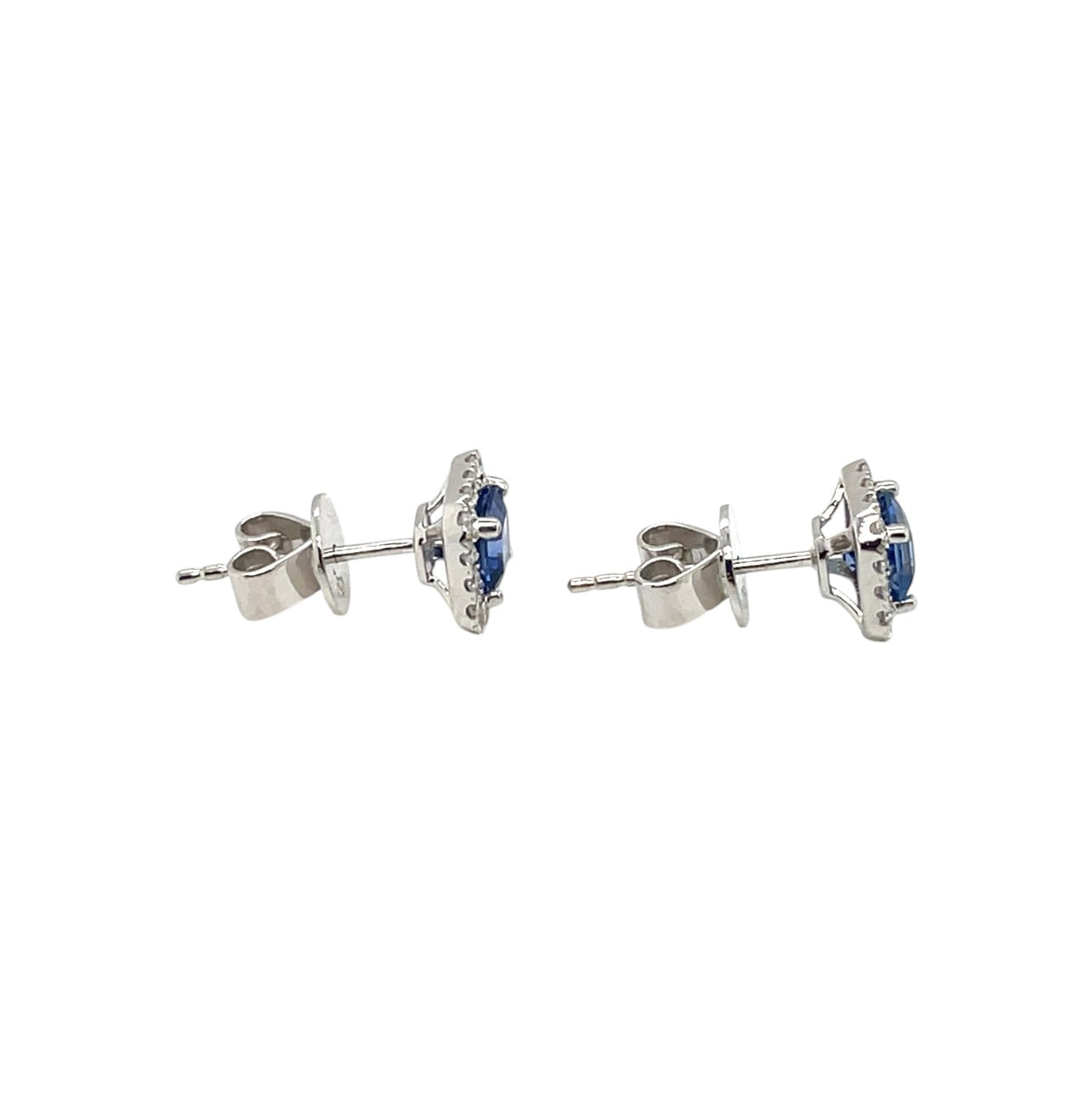 18ct White Gold Sapphire & Diamond Cluster Stud Earrings
