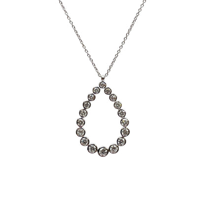 18ct White Gold Diamond Pear Bubble Pendant & Chain (17.5")