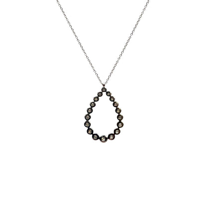 18ct White Gold Diamond Pear Bubble Pendant & Chain (17.5")