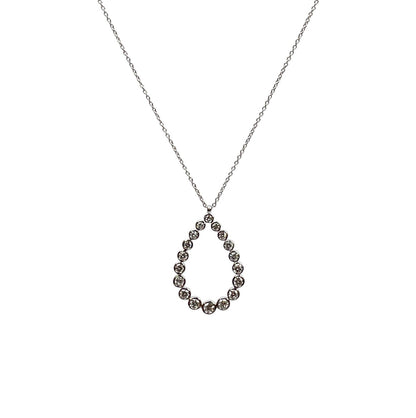 18ct White Gold Diamond Pear Bubble Pendant & Chain (17.5")